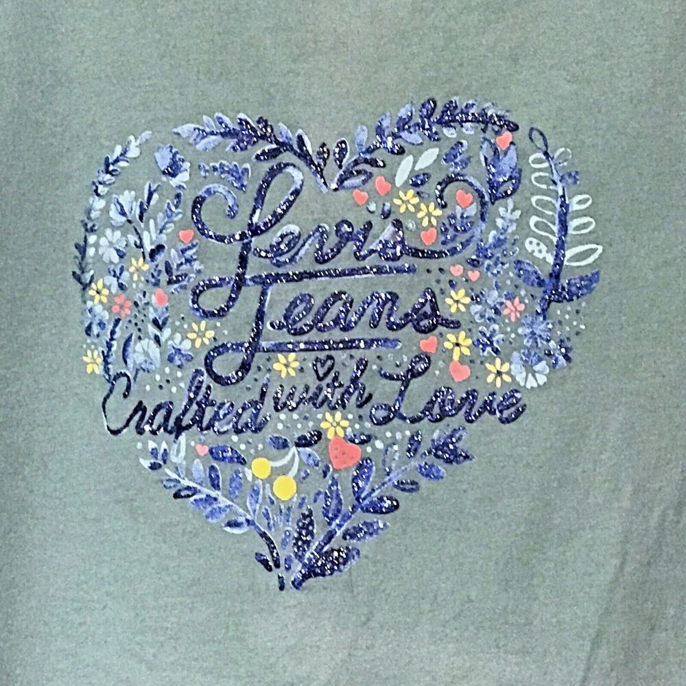 Levi's Youth Girl's XL 13-15 Years Aqua Knit Top Levi's Bling Logo SS T-Shirt
